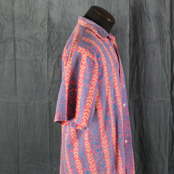 Vintage Button Down shirt - Neon Stripe Tribal Pattern - Men's Extra-Large - Picture 8 of 10